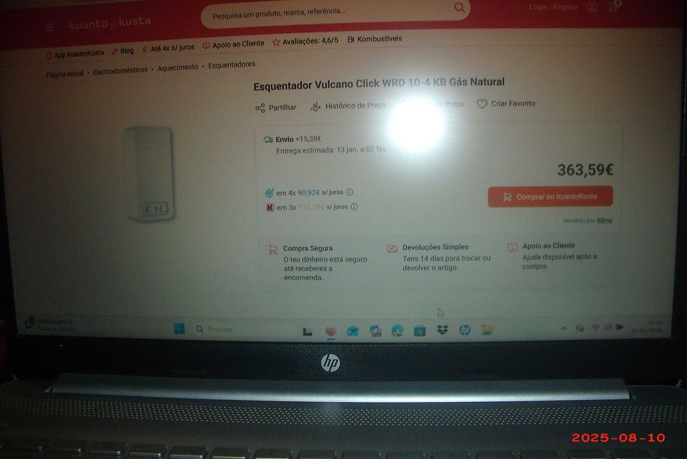 Vendo esquentador Vulcano gás natural com 2 anos 150 euros