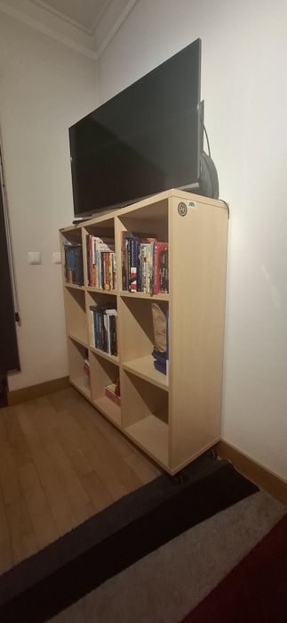 Modular Shelving Unit with Wheels — Light Beech Wood64751301258753123