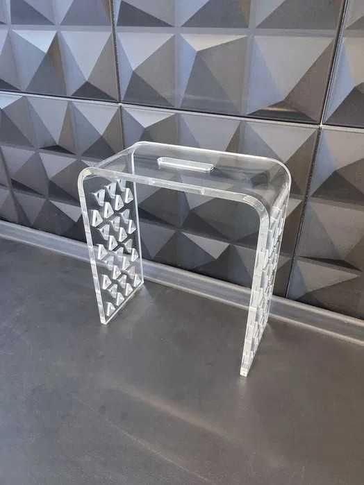 Taboret Kina z rączką / Stołek przeźroczysty Akryl Plexi
