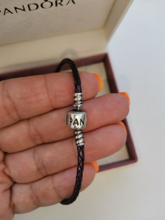 Pulseira Pandora em couro duas voltas Cor Roxa n 19/20