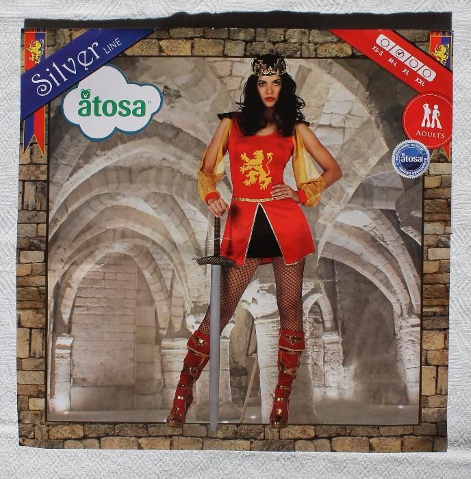 Fato de Carnaval mulher rainha c/ ceptro, princesa guerreira M/L