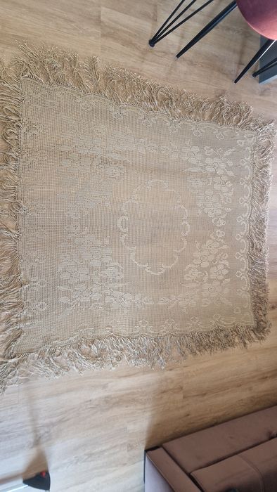 Obrus brązowo złoty lśniący ręcznie robiony 120cm×140cm