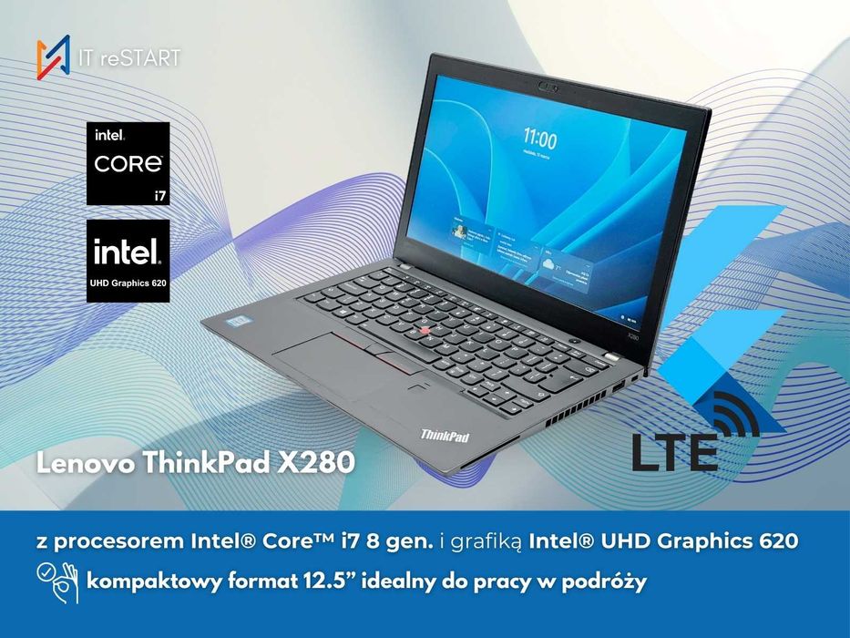 Lenovo ThinkPad X280 i7-8550U / 16GB / 256GB / LTE / 12.5" / Win 11
