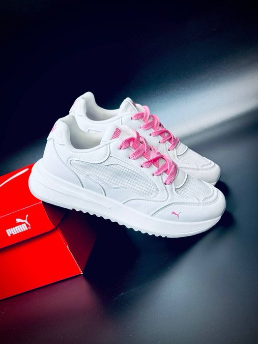 Кожаные белые кроссовки Пума шкіряні кросівки білі Пума красовки Puma Новинка на jосень женские стильные кросовки пума puma кожаные красовки