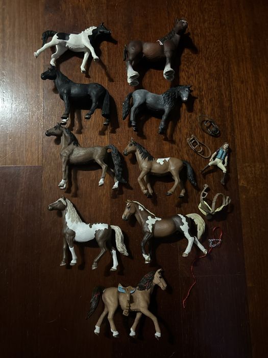 Schleich koń konie ogłowie siodło jeździec Radom