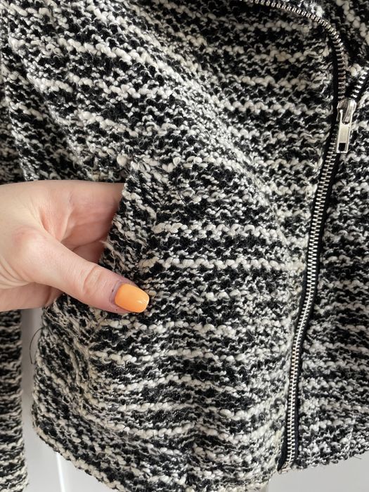 H&M melanzowa ramoneska marynarka boucle blezer s