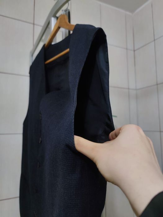 Bezrękawnik XL elegancki szary siwy męski do garnituru opinający czarn