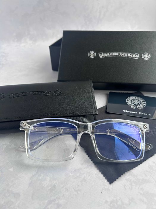 Крутезні окуляри Chrome Hearts білі (прозорі) / Сонцезахисні y2k / Хром Хартс