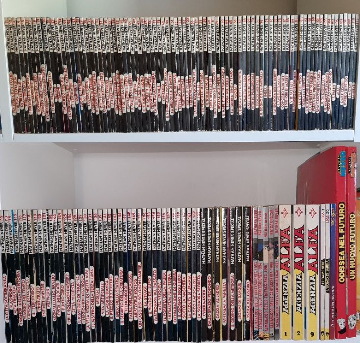 Lote “O Mundo de Nathan Never”. BD italiana Sergio Bonelli. 146 álbuns