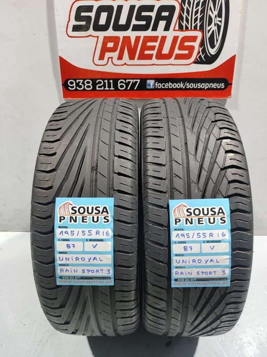 2 pneus semi novos Uniroyal 195-55R16 - Oferta da entrega dos portes