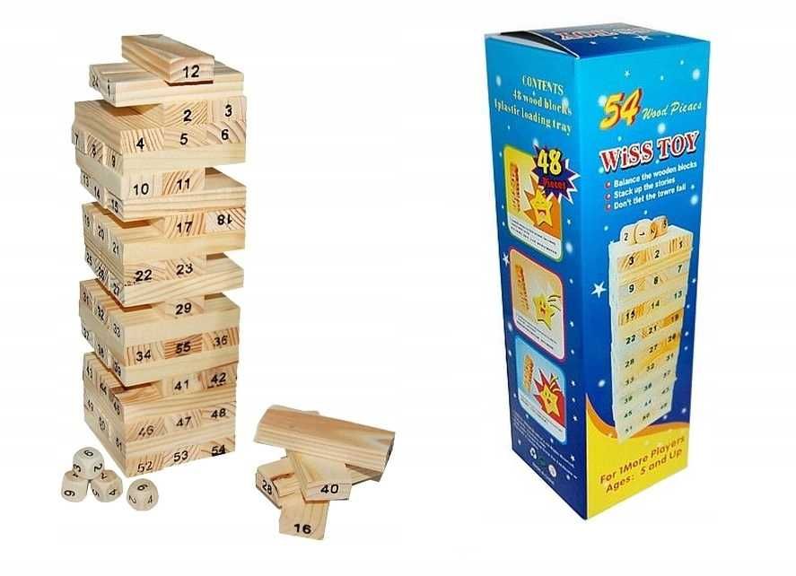 Klocki drewniane układanka JENGA gra zręcznościowa wieża yenga