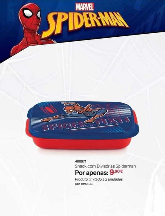 Snack com Divisórias Spiderman Tupperware Novo