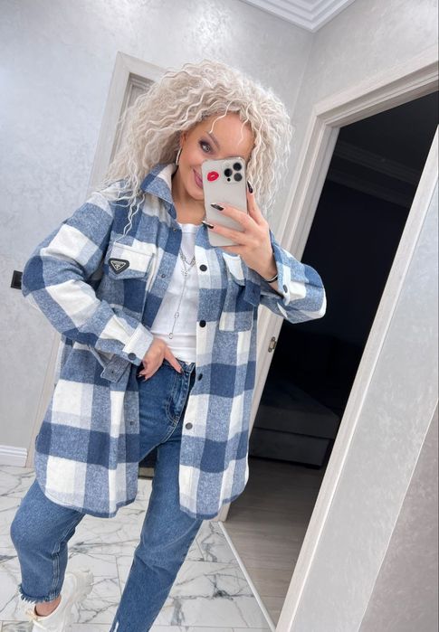 Жіноча тепла вовняна Сорочка Оверсайз. Батал/Sizes+