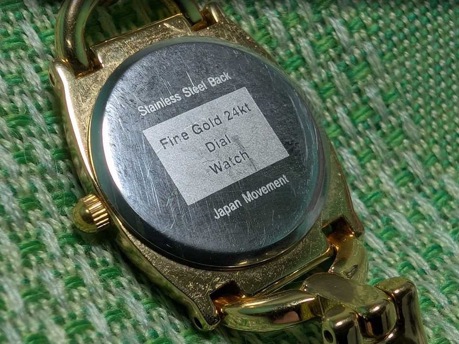 Fine Gold 24KT женские винтажные часы золотой циферблат  новая батарея