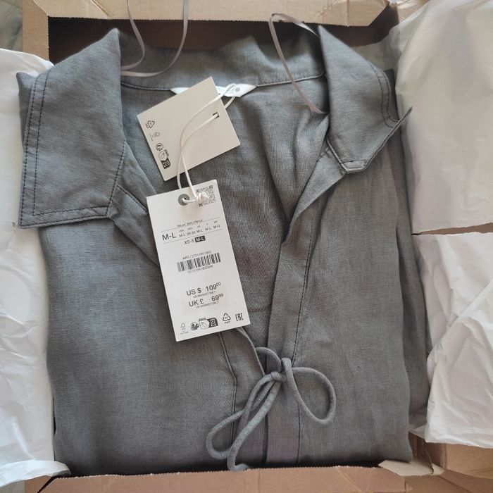 Сукня туніка жіноча з 100% льону ZW Zara колекція XS-S, S-M