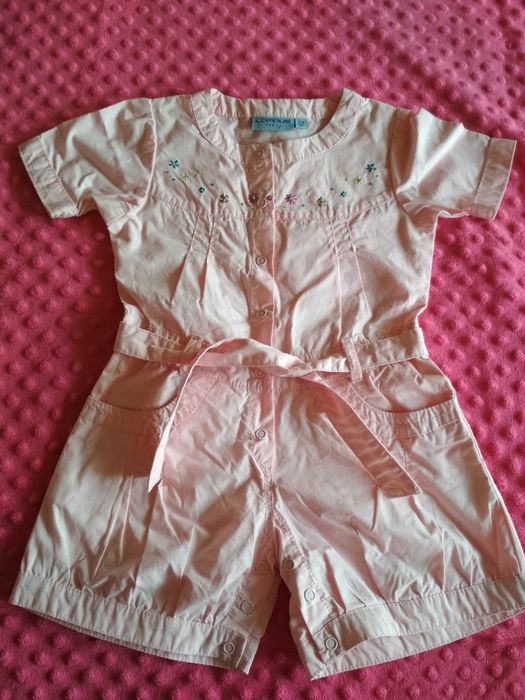 Ogrodniczki, kombinezon letni, spodenki dla dziewczynki r. 80