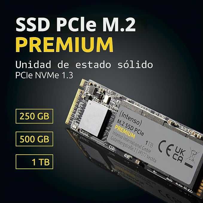 SSD M.2 NVMe PCIe Gen3x4 250GB Intenso Premium 2280 Interno Novo