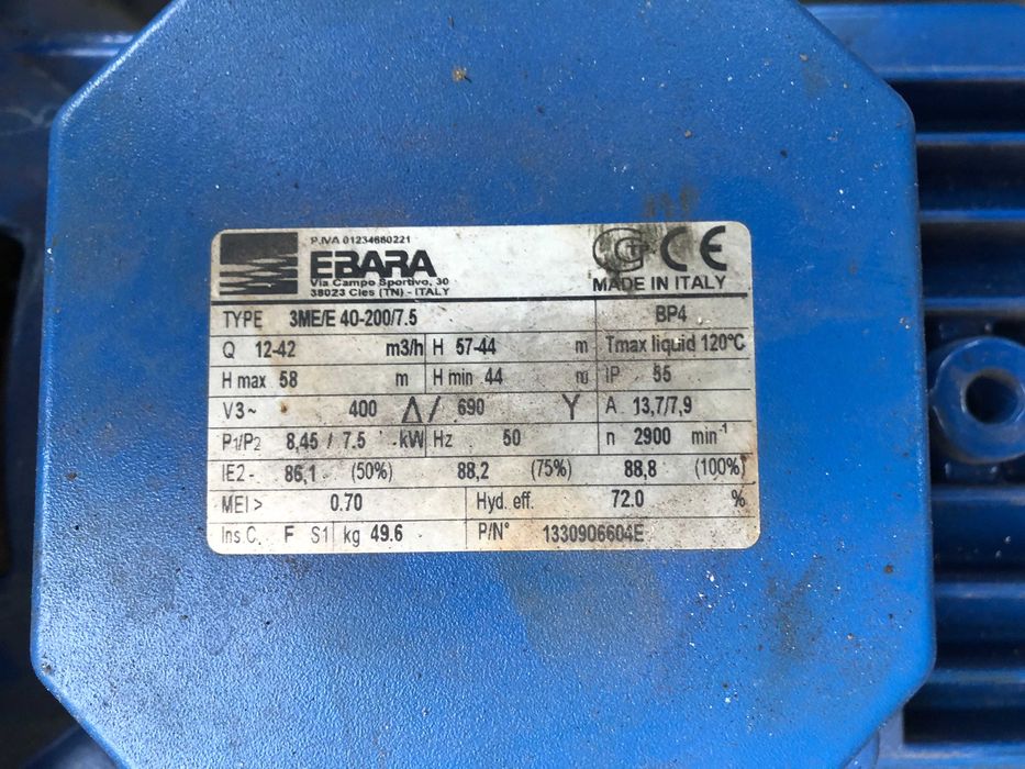 Pompa wodna nierdzewna Ebara 3ME/E 40-200/7.5 8,45 kW 400 V