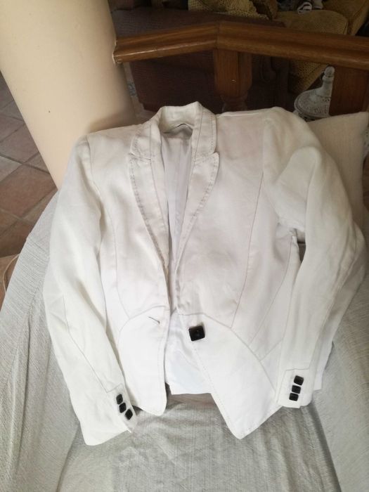 Blazer casaco linho branco Zara