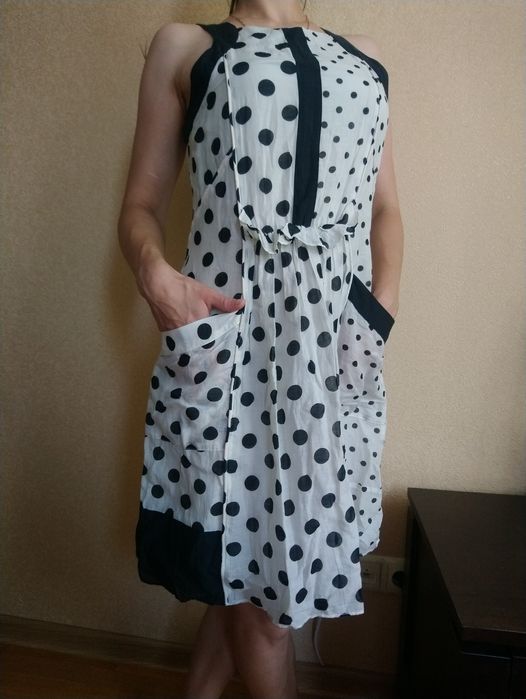 Платье Mark Jakobs в горошек: 50% шелк 50% хлопок, размер S-М