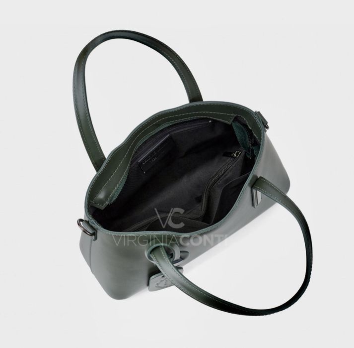 Сумка шкіряна темно-зелена  Зеленая кожаная сумка итальянская