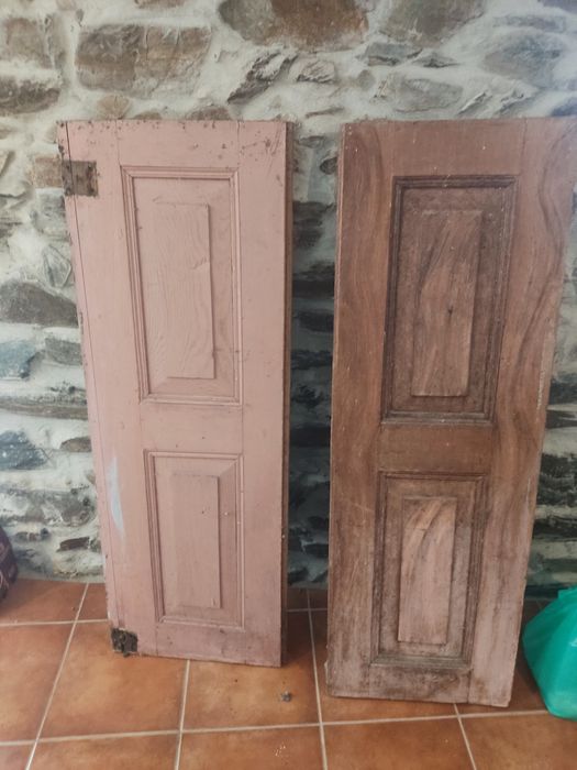 2 pares de Portadas de interior em madeira maciça