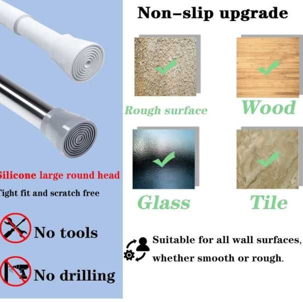 Drążek prysznicowy teleskopowy 170-260 cm czarny stal