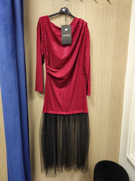 Sukienka bordowa blink, tiul r. Uni Lux Luna Italy !!!
