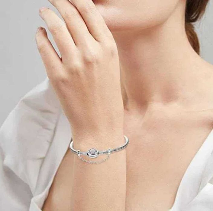 Bransoletka damska GNOCE na charmsy 17 cm + łańcuszek zabezpieczający#