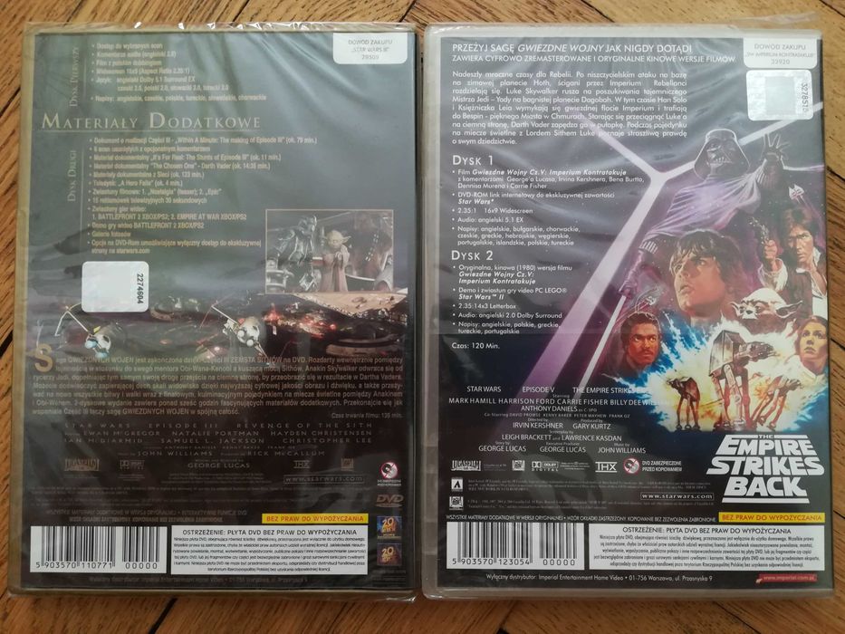 Star Wars Gwiezdne Wojny DVD Imperium kontraktuje Zemsta Sithów