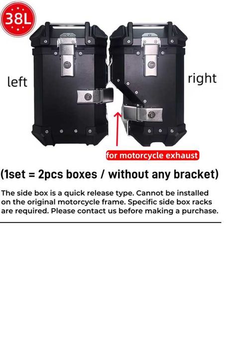 NOWE Aluminiowe kufry boczne do motocykla motocyklowe 38L