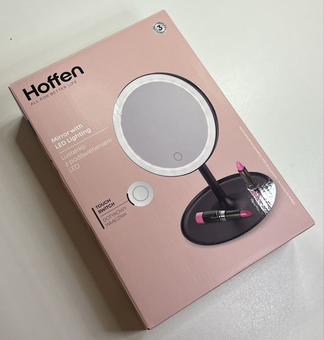 Lusterko kosmetyczne LED Hoffen podświetlane czarne na baterie