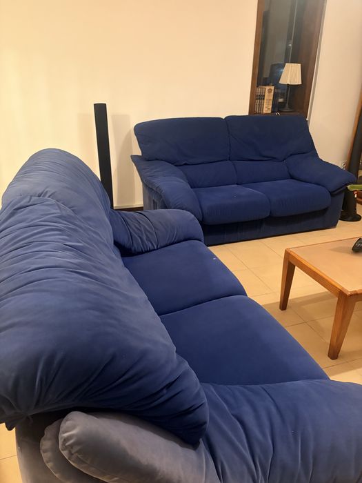Conjunto de Sofás (3+2 Lugares) Azul – Muito Confortáveis