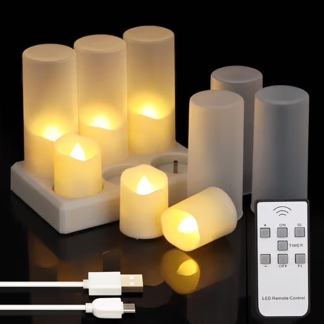 Świeczki LED typu tealight z timerem, pilot zdalnego sterowania 6 szt