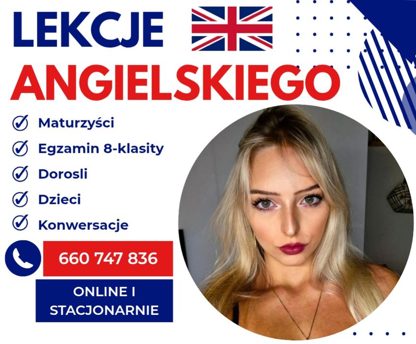 Korepetycje Kurs BEZ STRESU z Języka Angielskiego STACJONARNIE ONLINE