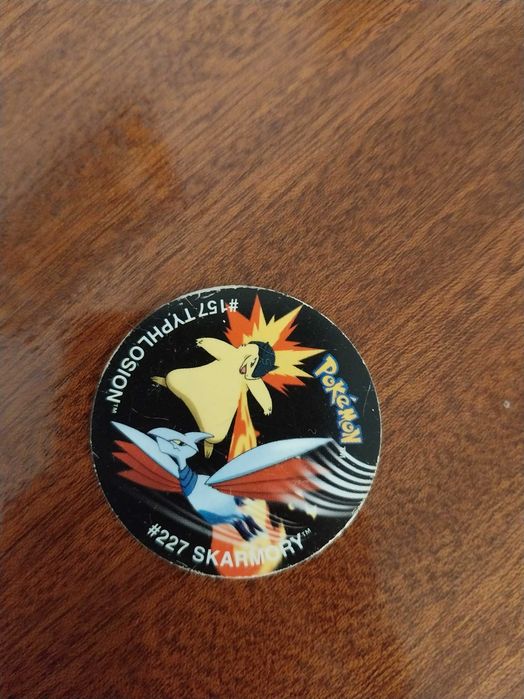 Typhlosion 157 e Skarmory 227, Pokémon Tazos League, raro, edição limitada