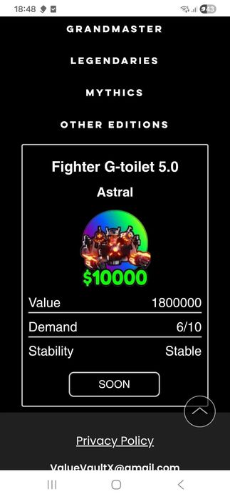 Fighter G-Toilet 5.0 Astral / Skibidi Tower Defense