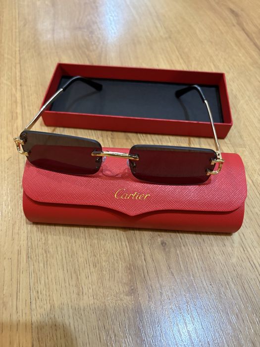 Okulary przeciwsłoneczne Cartier bezramkowe złote (Replika Premium)