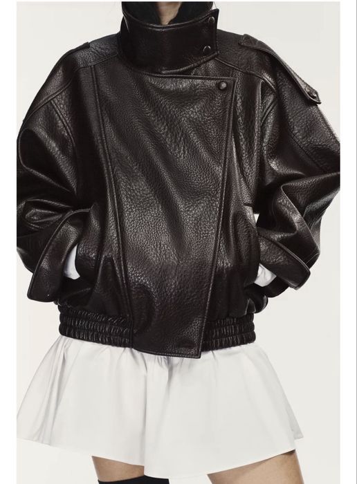 Трендова косуха Zara, кожанка, кожана куртка