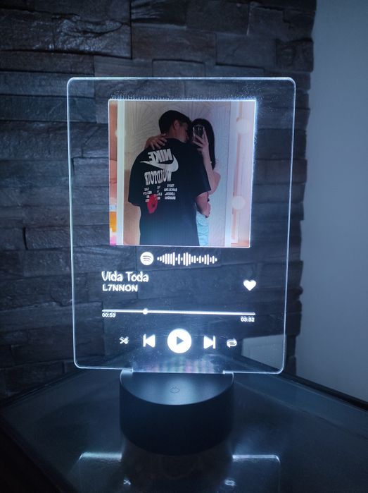 Acrílico com foto e código Spotify