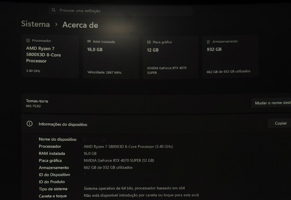 PC Gaming Ryzen 7 5800X3D | RTX 4070 SUPER | 16GB 3600MHz | SSD NVMe 1TB