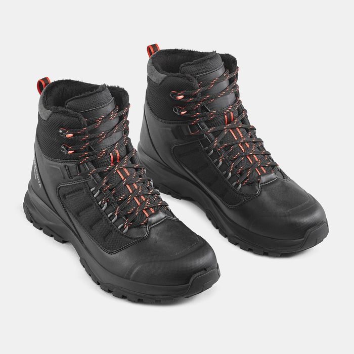 Calçado de caminhada quentes e impermeáveis homem, MH500 Preto