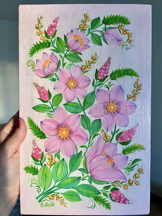 Дошка нарізна декоративна Весняні крокуси Петриківка