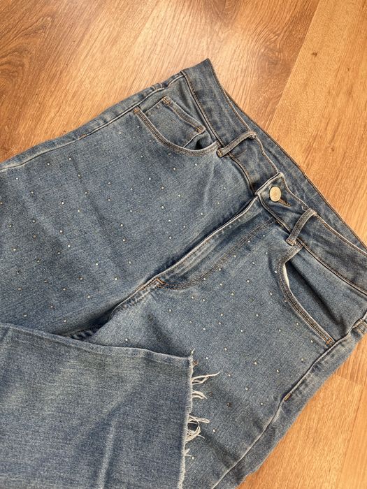 Jeansy skinny z diamencikami wysoki stan M 38