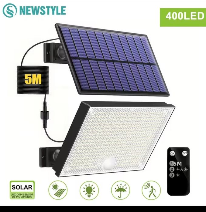 Luz 400 led solar