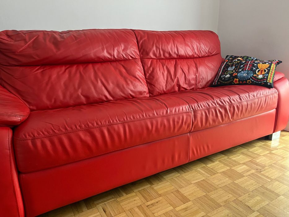 Sofa skórzana czerwona