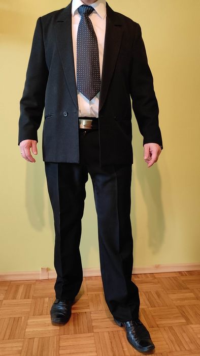 Garnitur męski czarny klasyczny 170cm