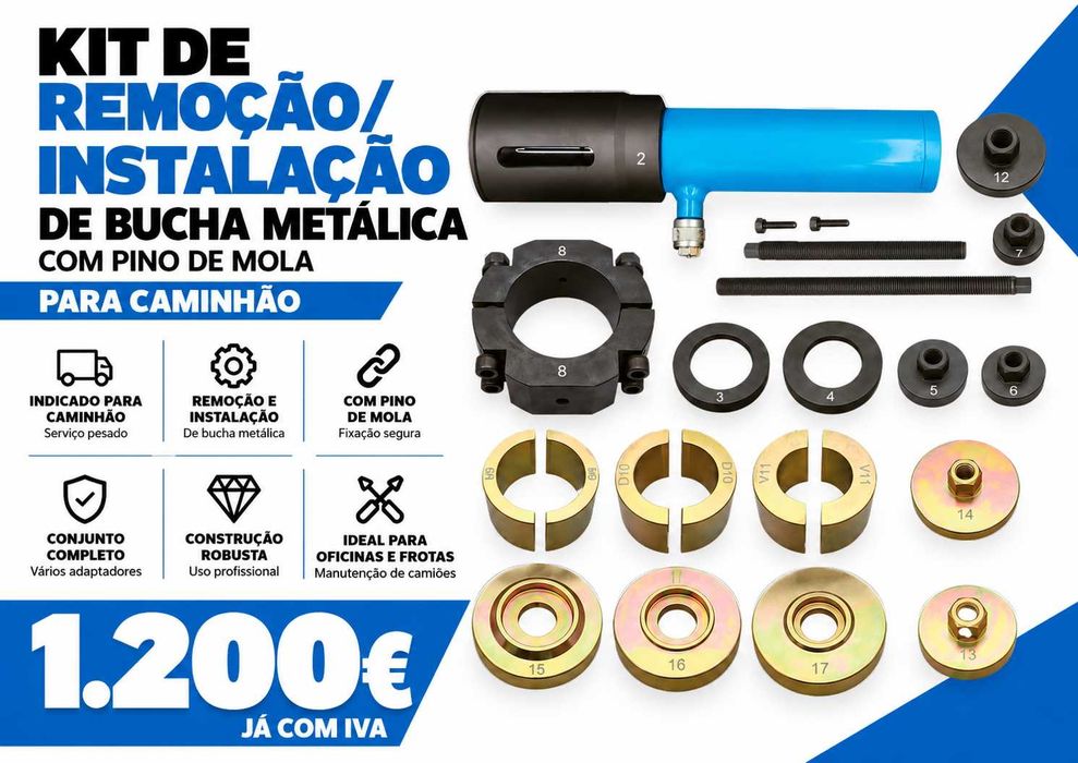 KIT DE REMOÇÃO/INSTALAÇÃO DE BUCHA METÁLICA COM PINO DE MOLA PARA CAMINHÃO LL29