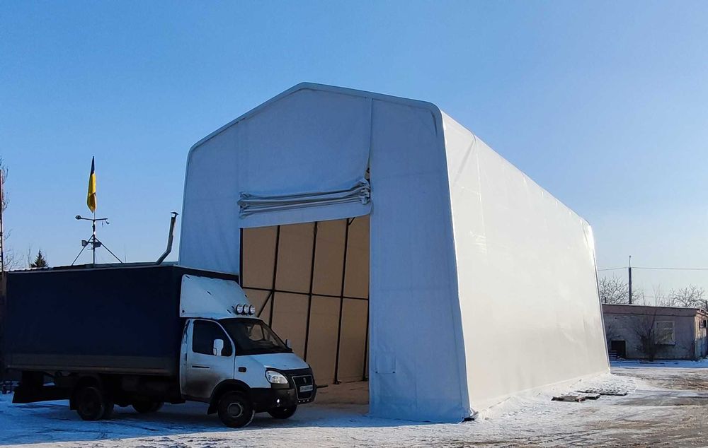 ПВХ Ангар швидкозбірний 16.6х7.8х7.5м | Двоскатний склад під ключ