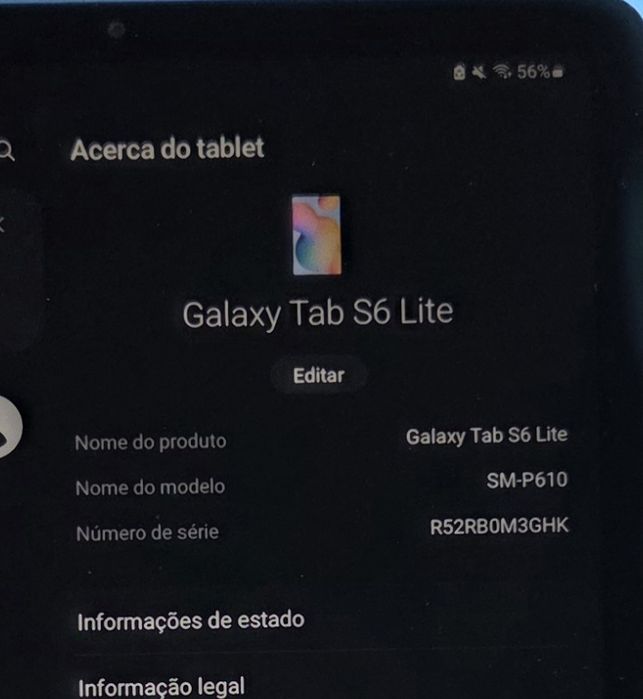 Tablet Galaxy Tab S6 lite - impecável